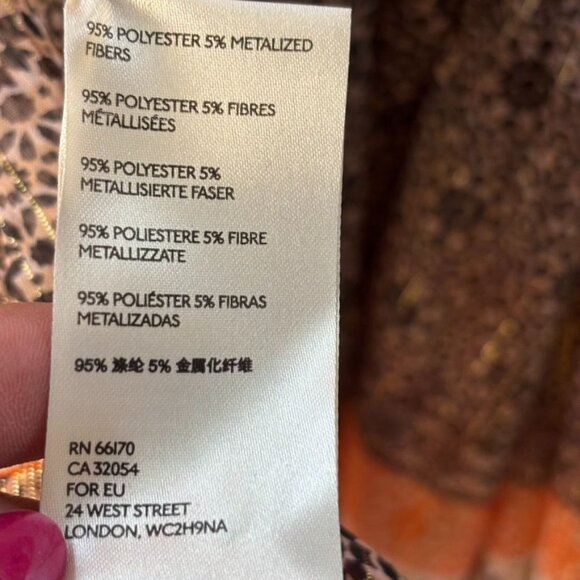 Free People Boho Chic Long-Sleeve Peasant Top With Orange & Black Patterned - Picture 8 of 14